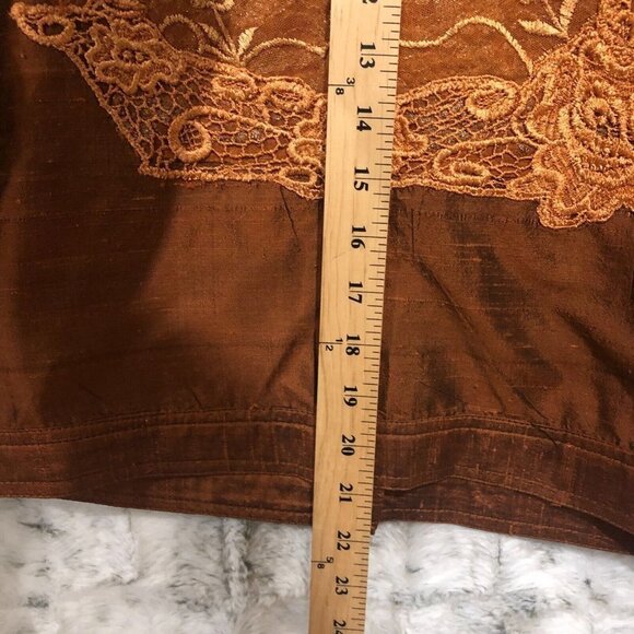 Daniel K New York Womens Embroidered Applique Silk Jacket Medium Rust - Picture 9 of 9